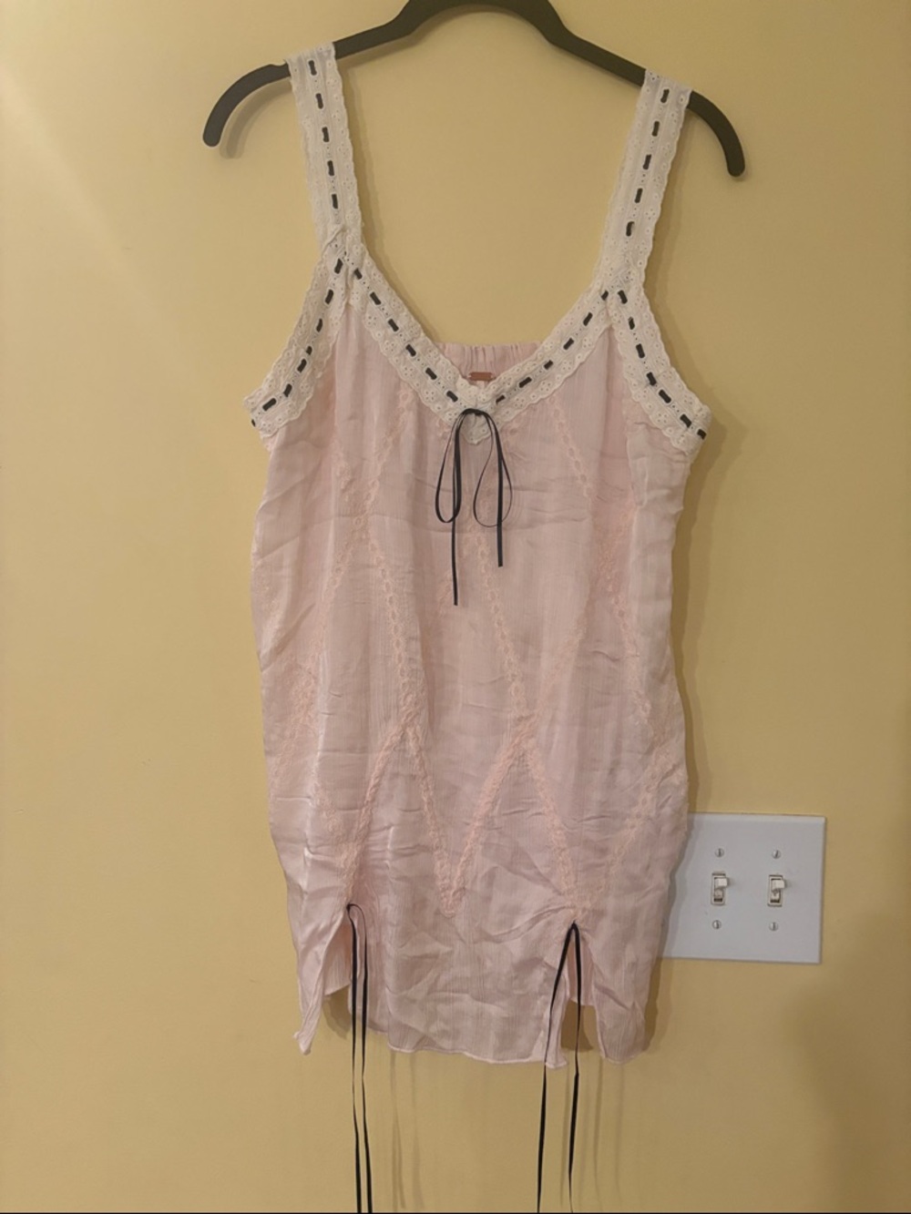 Free People Pale Pink Lace Trim Tank